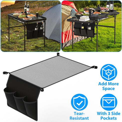 Generic 3 4 35.4" 23.6" Under-Table Hanging Storage Net for Camping Table Tear-Resistant Mesh Organizer with Side