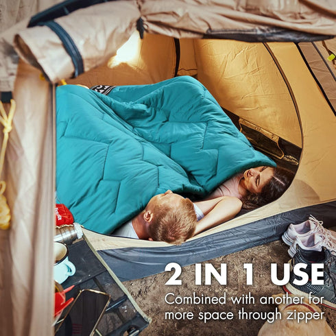 VILLEY Camping Sleeping Bag, Lightweight Backpacking with Compression Sack for Adults & Kids, Outdoor Equipment for 3