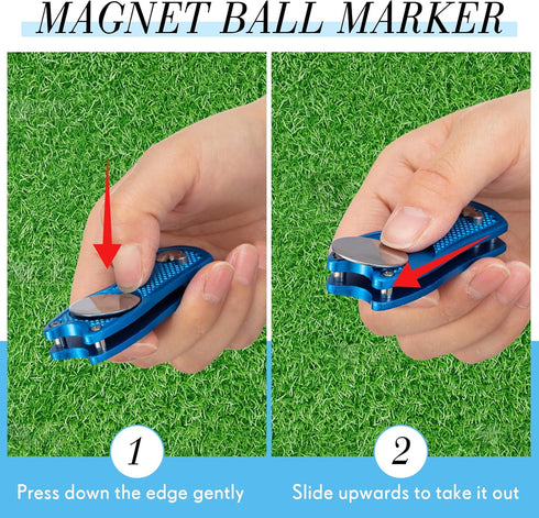 Poen 12 Pieces Golf Divot Tool with Magnetic Ball Marker and Popping Button Metal Foldable Fixer