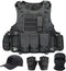 Tactical Vest for Men, Black Molle Airsoft Vest and Cap, Protective Equipment, Tactical Gear