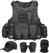 Tactical Vest for Men, Black Molle Airsoft Vest and Cap, Protective Equipment, Tactical Gear