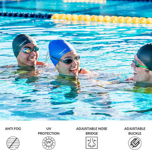 Sporti Unisex Adult Swimming Goggles, Antifog Swim Goggles for Men & Women, Shatter-resistant