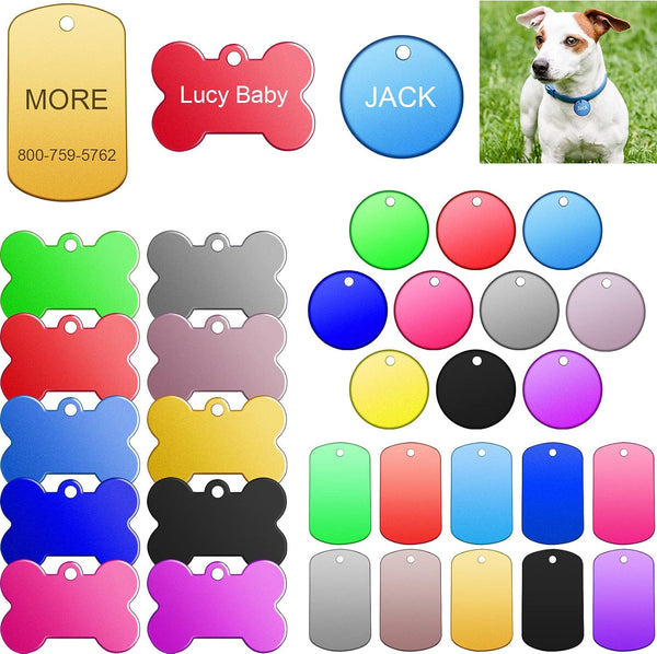 Frienda 60 Pieces Colorful Blank Dog Tags, Hand Personalized Aluminum Round Pet ID Stamping Discs with Hole for Cats,