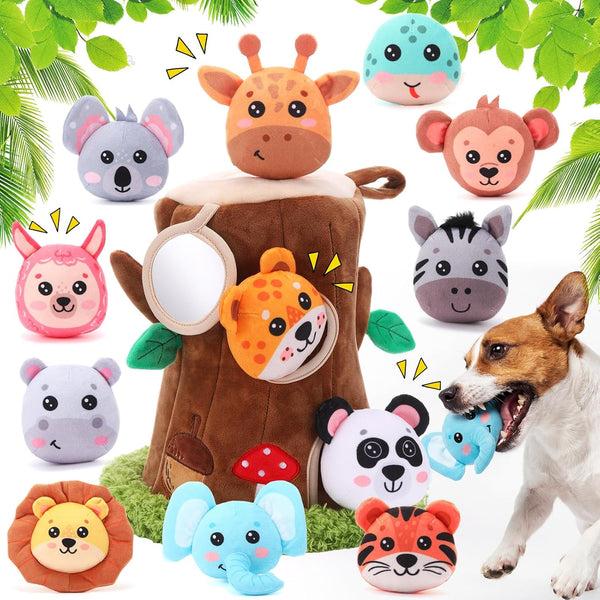 JolliLudo 13 Pcs Hide and Seek Dog Toys Activity Puppy Chew Squeaky Animal