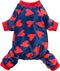 Fitwarm Valentines Day Sweet Hearts Dog Pajamas, Lightweight Velvet Pet Jumpsuit for Small Dogs, Dark Blue, Red, Medium