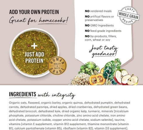 The Honest Kitchen Human Grade Dehydrated Grain Free Veggie, Nut & Seed Base Mix for Dogs, 3 lb