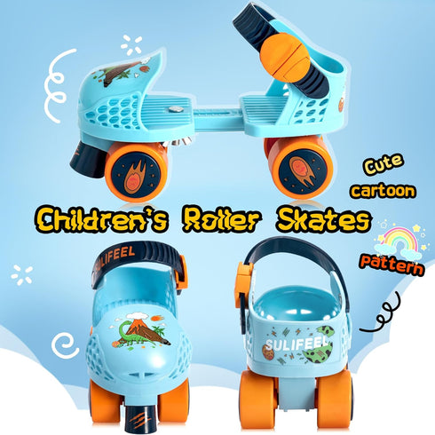 SULIFEEL Kids Adjustable Quad Roller Skates, Beginner Roller Skates for Girls and Boys Age 2-5 Years