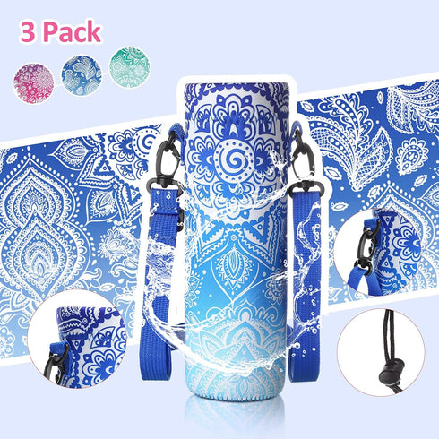 CHENGU 3 Pack 25 oz Neoprene Water Bottle Carrier Bag with Adjustable Shoulder Strap Water Bottle Holders for Adults