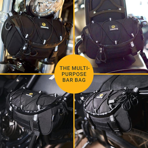 Multifunctional Motorcycle Handlebar Bag - Water Resistant Tool Bag for Motorbike, Dirt Bike, Bicycle, ATV
