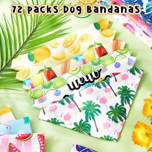 72 Pack Summer Reginary Bandanas - Triangle Scarf Bibs for Dogs - Adjustable Dog Bandana for Pet Costume Accessories