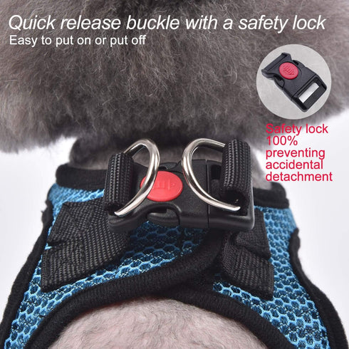 Dog Harness Step-in Breathable Vest Harnesses for Small/Medium Dogs (Blue)