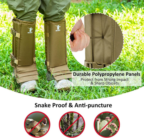 Snake Gaiters - Waterproof Lower Legs Protective Gaiters for Men/Women, Adjustable Size for Hunting/Hiking