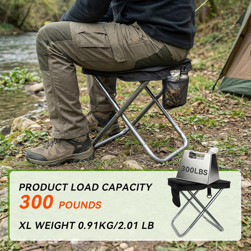 Backpacking Camping Stool with Shoulder Strap,Ultralight Collapsible Handbag Style Stool,Pocket Portable Chair
