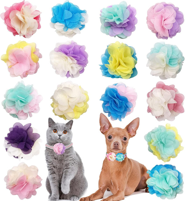 PET SHOW 16pcs 2.4" Dog Collar Charms, Flower Accessories for Cat Puppy Collars