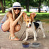 SLSON 2 Pack Collapsible Dog Bowls with Cover Lids, Portable Travel Bowls for Pets (Taro Purple, Gray)