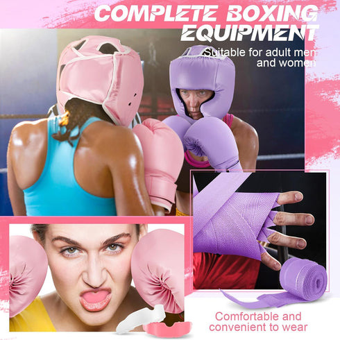 Kanayu 14 Pcs Boxing Set, 2 Pair of 16 oz Boxing Gloves, Headgear, Hand Wraps, Mouth Guards for Adults Youth