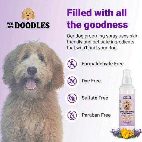 We Love Doodles Dog Cologne & Perfume - USDA Organic Deodorizing Spray for Smelly Dogs, Lavender, 8 OZ