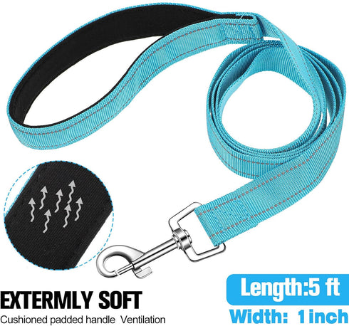 6 Pieces Double Sided Reflective Dog Leash - Nylon Leashes for Medium and Large Dogs, Heavy Duty Padded Handle