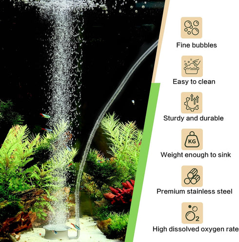 hygger Aquarium Air Stone Kit, Small Nano Bubbles for Fish Tank and Hydroponics, Stainless Steel Bubbler.
