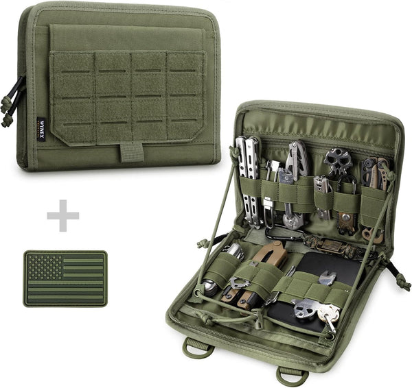 WYNEX Tactical Folding Admin Pouch, Molle Tool Bag with U.S Patch, Utility Organizer