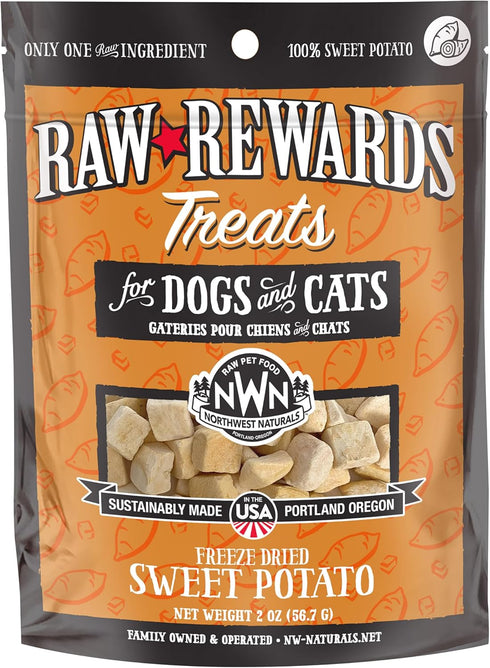 Northwest Naturals Raw Rewards Freeze-Dried Sweet Potato Treats for Dogs and Cats, 2 Oz