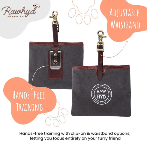 RAW HYD Dog Treats Pouch, Leather Pouch with Magnetic Closure, Durable Treat Holder for Training Sessions