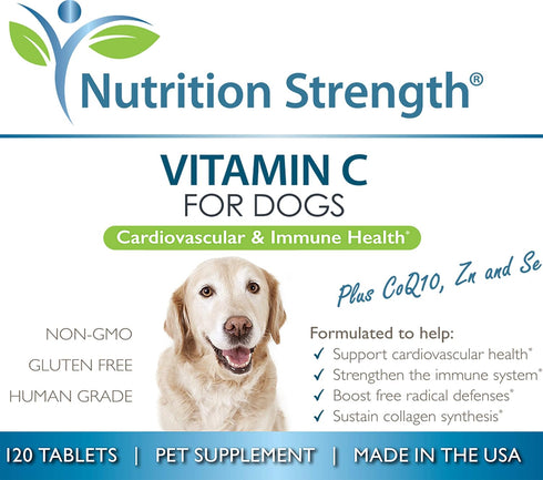 Vitamin C for Dogs to Support Cardiovascular Health, Immune System, Free Radical Defenses, 120 Chewable Tablets