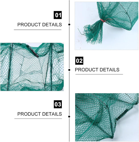 14-Part 2.1m OSALADI Portable Fishing Trap Cage Net Mesh Bait Crab Shrimp Catcher Suitable for Freshwater and Saltwater