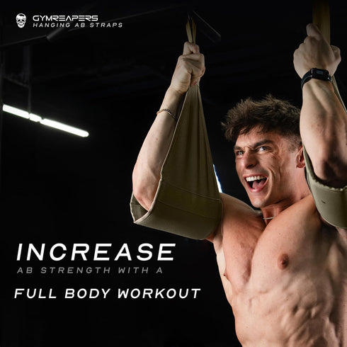 Gymreapers Hanging Ab Straps for Core Strength Training, Padded Adjustable Arm Supports for Bodyweight Exercises