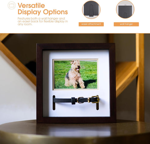 Pearhead Pet Collar Keepsake Frame, Dual Display Memorial for Cat & Dog Collars, 3" x 4.5" Photo Insert