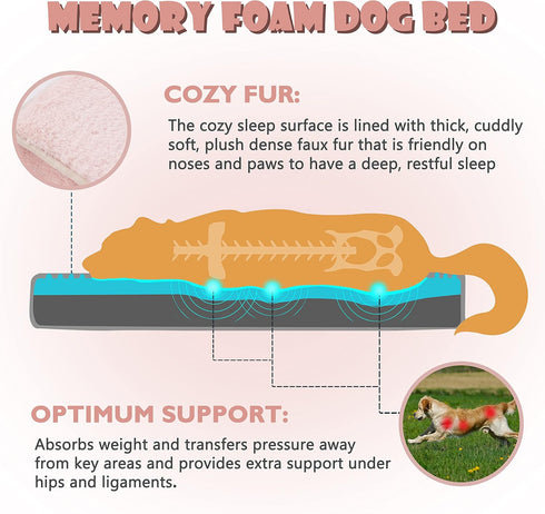 Memory Foam Large Dog Bed with Cooling Gel Foam, Orthopedic Crate Bed, Waterproof Liner, Washable Cover for Medium