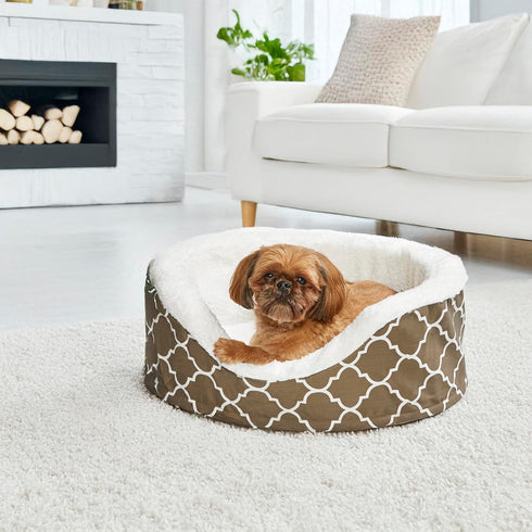 Orthopedic Egg-Crate Nesting Pet Bed w/ Teflon Fabric Protector, Small Brown - MidWest Homes for Pets