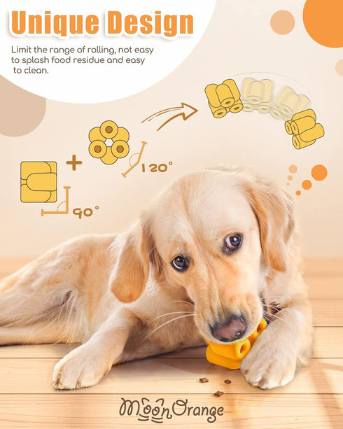 Treat Dog Toy, Dog Chew Toys for Aggressive Chewers, Interactive Slow Feeder Dog Toys, Durable Fillable Toy Collection, Frozen Feeding Dog Toy for All Breed Sizes (Yellow)