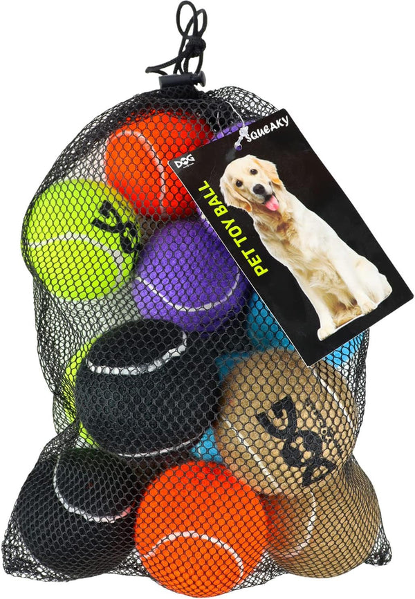 Colorful Squeaky Tennis Balls for Dogs, Easy Catching Pet Dog Balls 12 Pack (2.5inch-6colors)
