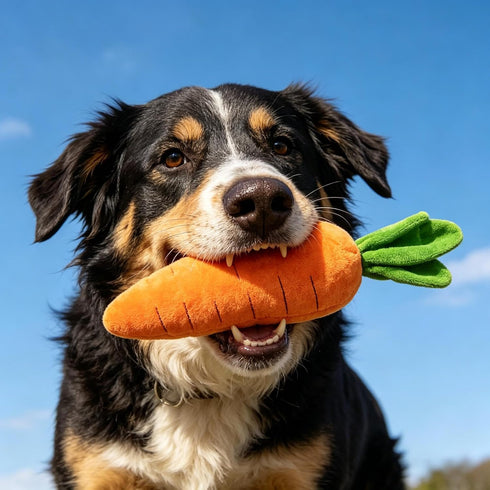 Tiosen Carrot Dog Toy with Squeaker, Bite-Resistant Soft Comfortable Dog Toys Plush Soft Material, for Small Medium
