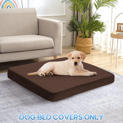 CHHKON Dog Bed Covers Replacement, Washable Waterproof Pet Puppy Bed Cover, Brown, 20x15x6 inch