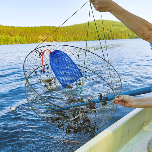 Dzlooppk 2Pcs Crab Trap Bait Bags, Portable Fish Trap with Locker Crab Snare Mesh Bait Traps Crabbing Equipment