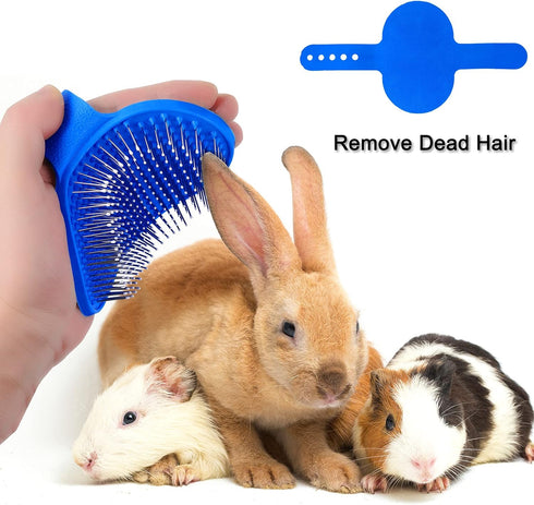 4 Pieces Bunny Grooming Kit, Rabbit Grooming Brush, Nail Clipper, Comb, and Bath Brush with Adjustable Handle