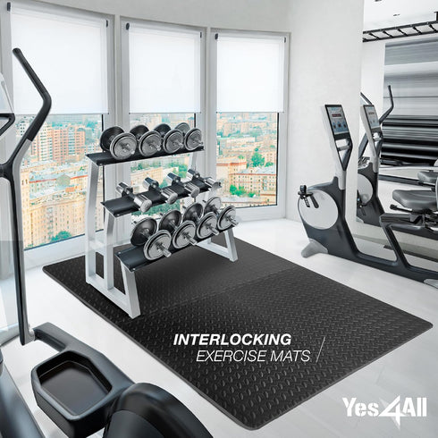 Yes4All Puzzle Exercise Mat - 24SQFT-120SQFT EVA Interlocking Foam Tiles for Home Gym