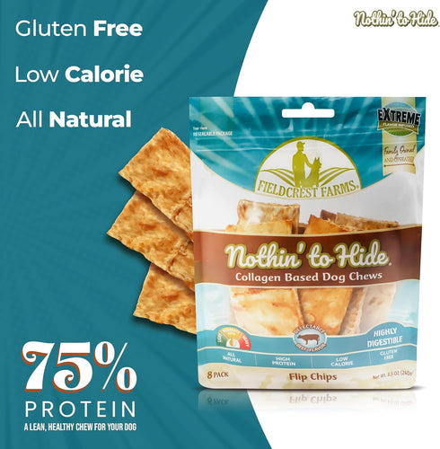 Fieldcrest Farms 35lbs, 2 Packs (16 Nothin to Hide Flip Chips Dog Chews - Natural Rawhide Alternative Treats for Dogs