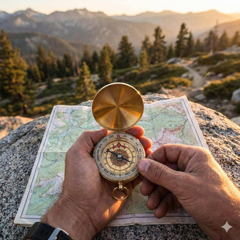 NeoLum Brass Pocket Compass with Luminous Dial, Golden Vintage Pocket Watch Style Compass, Sports Waterproof Navigation
