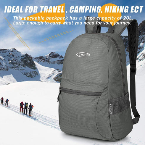 G4Free 20L Lightweight Packable Backpack, Travel Hiking Daypack Foldable for Men Women