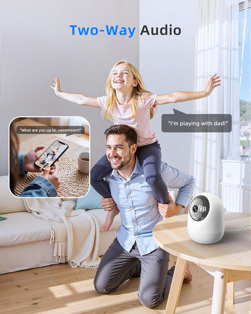 Andyssey 4MP 5G/2.4G 6 360Pan 2.5K 256GB Indoor Camera WiFi Tilt Supports MicroSD up to (No Card) Plug-in Pet Camera