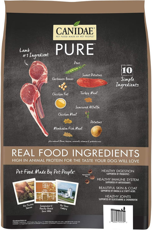 Canidae PURE Limited Ingredient Dry Dog Food, Lamb and Pea Recipe, 4 Pounds, Grain Free