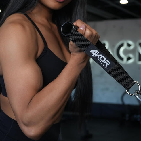 Heavy Duty Exercise Handles by 4KOR Fitness - Rubber Grip Attachments for Cable Machine, Resistance Bands (Set of 2)