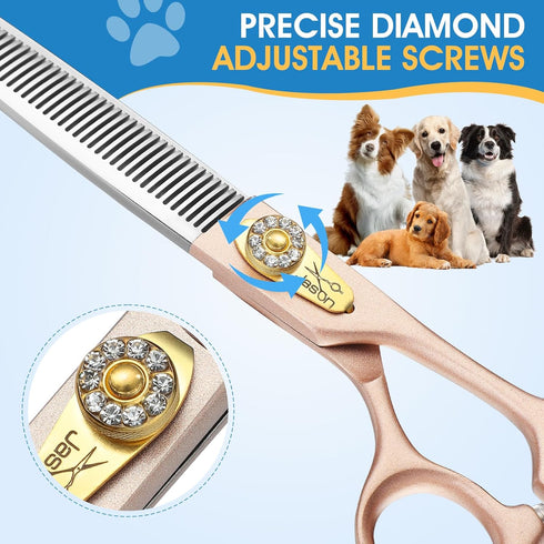 JASON 7.5" Dog Grooming Scissors - Professional Thinning Shear with 54 Teeth Japanese 440C Stainless Steel Blender