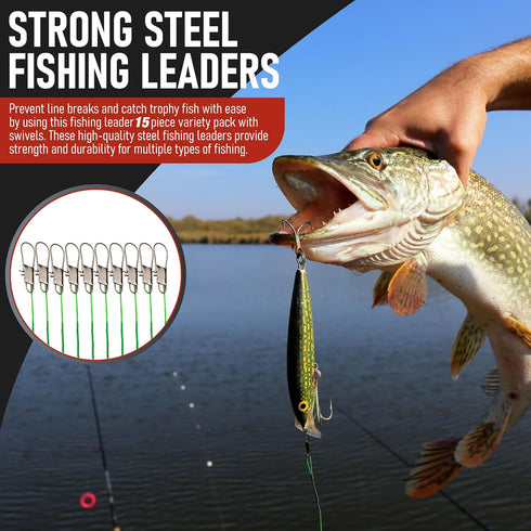 Fishing Leaders with Swivels - Carp, Pike, Catfish, Muskie, Walleye, Bass, Mackerel, Snapper