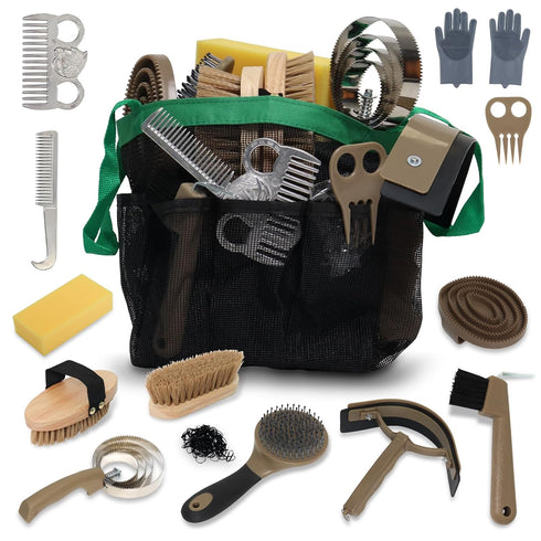 Horse Grooming Kit 14 Pieces, Horse Brushes Set for Grooming & Bathing