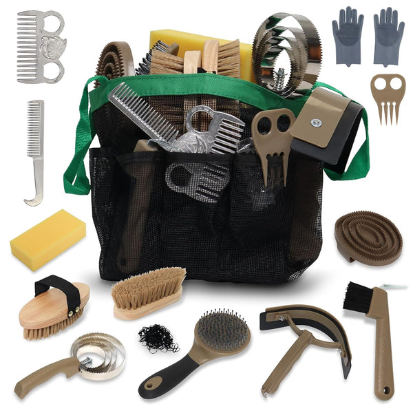 Horse Grooming Kit 14 Pieces, Horse Brushes Set for Grooming & Bathing