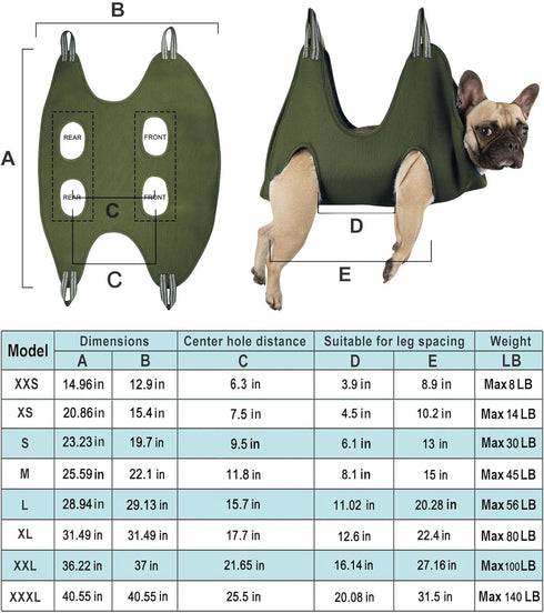 10 in 1 Pet Grooming Hammock Harness with Nail Clippers, Trimmer, Comb, Dog Grooming Sling for Nail Clipping (XL/Under